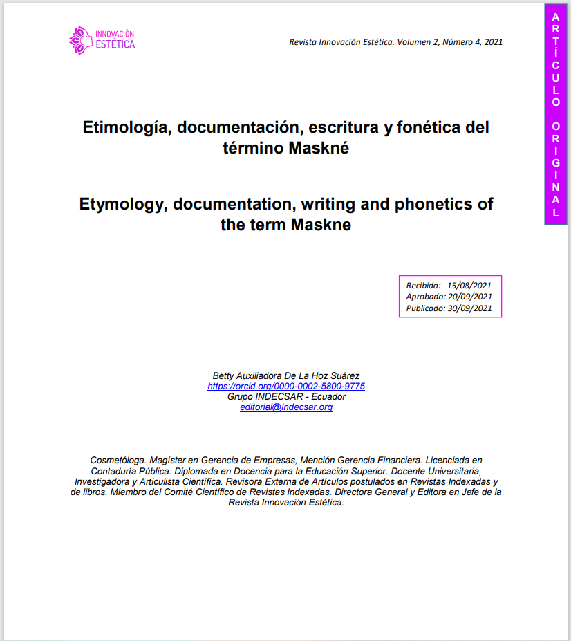 Etimología, documentación, escritura y fonética del  término Maskné