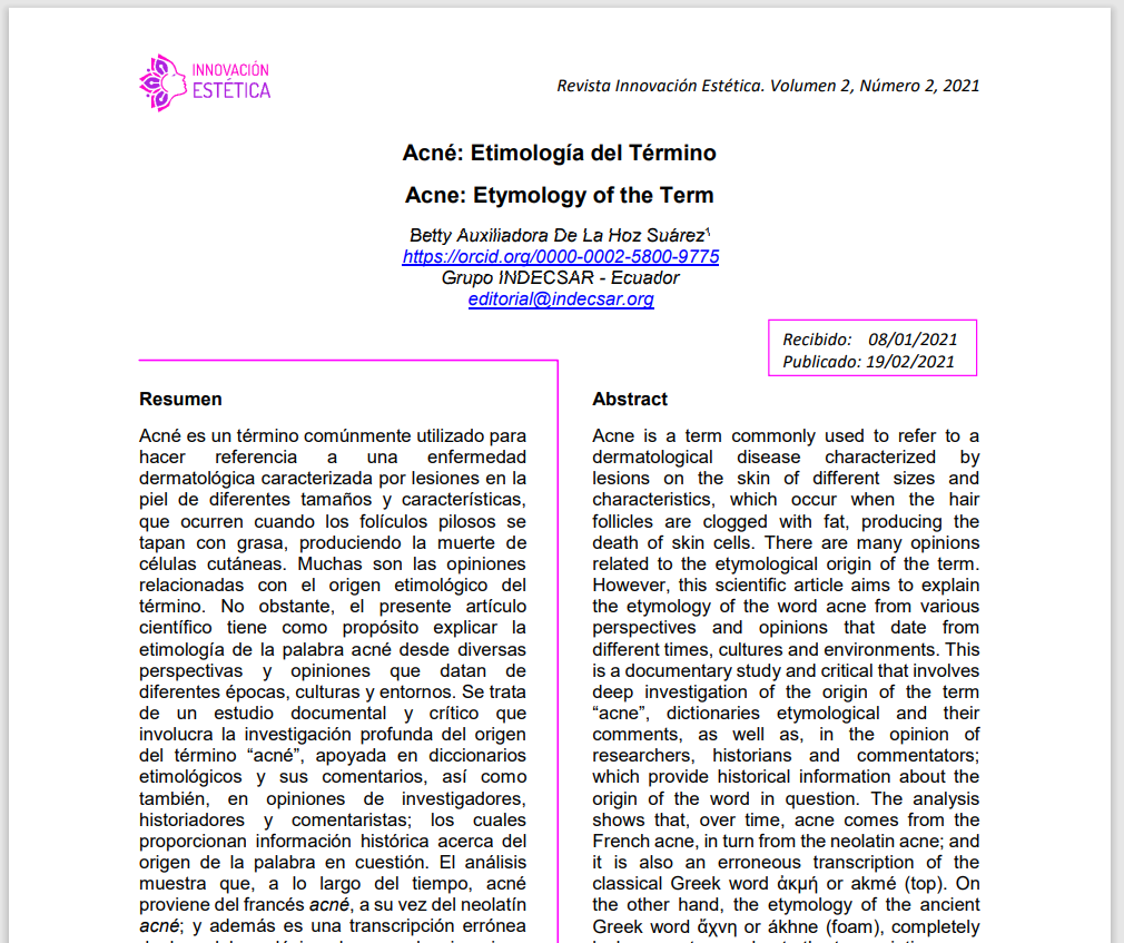 Acné: Etimología del término